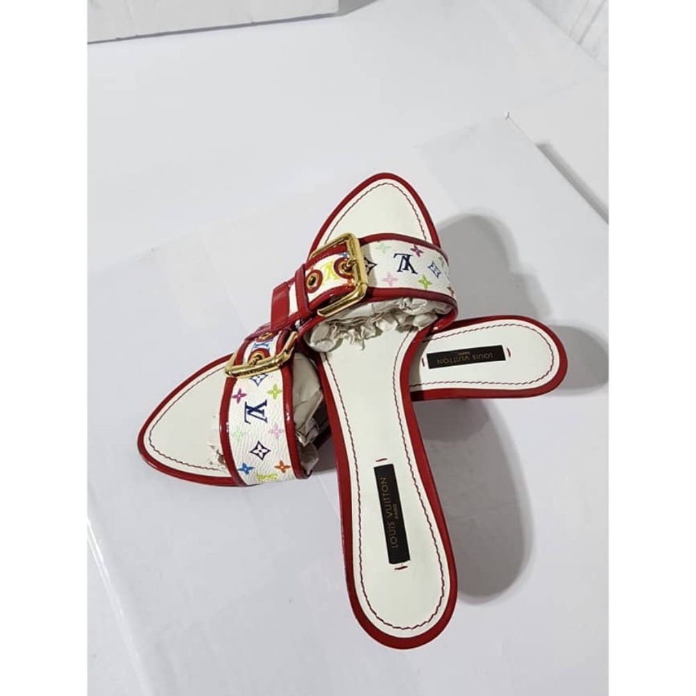 Authentic LOUIS VUITTON Monogram Canvas Slides White/Multicolored Size 39.5 - Picture 8 of 14